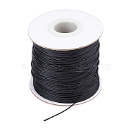 150M Imitation Leather Cord, Flat, Black, 0.6mm, about 164.04 Yards(150m)/Roll(OCOR-WH0078-121)