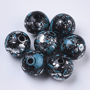 Spray Painted Acrylic Beads, Round, Prussian Blue, 12x11mm, Hole: 2mm(X-ACRP-R111-01)