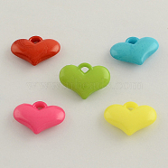Opaque Acrylic Heart Charms, Mixed Color, 15x20x5mm, Hole: 3mm(X-SACR-Q099-M01)