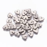 201 Stainless Steel Charms, Stamping Blank Tag, Heart, Stainless Steel Color, 7x7x1mm, Hole: 1.2mm(STAS-L234-067A)
