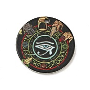 201 Stainless Steel Pendants, Flat Round, Stainless Steel Color, Eye of Ra Pattern, 25x1mm, Hole: 1.8mm(STAS-J041-04B)