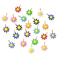 22Pcs 11 Colors 304 Stainless Steel Charms, with Enamel, Flower, Mixed Color, 10x7.5x2mm, Hole: 1mm, 2pcs/color(STAS-CJ0002-27)
