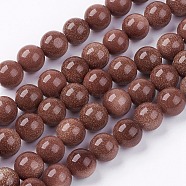 Synthetic Goldstone Bead Strands, Round, 10mm, Hole: 1mm, about 38pcs/strand, 14.9 inch(X-G-R193-04-10mm)