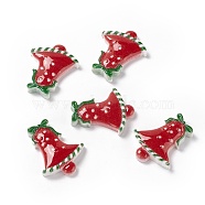 Christmas Themed Opaque Resin Cabochons, Christmas Bell, Red, 24.5x21x4.5mm(CRES-P022-11)