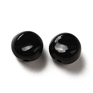 Opaque Acrylic Beads, Flat Round, Black, 9.5~10x12mm, Hole: 1.8mm, about 1110pcs/500g(OACR-L013-003G)