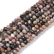 Argentina Natural Rhodonite Beads Strands, Faceted, Rondelle, 3.5~4x3mm, Hole: 0.7mm, about 127~132pcs/strand, 14.96~15.16''(38~38.5cm)(G-G139-B08-01)