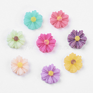 Resin Cabochons, Flower, Mixed Color, 9x8x3mm(CRES-B3029-M)