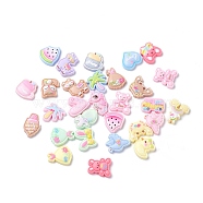 Cute Plastic Cabochons, Frosted, Mixed Shapes, Mixed Color, 15~27x16~23.5x4.5~6mm(CRES-K009-01)