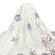 Embroidered Flowers Polyester Tulle Lace Fabric, Garment Accessories, Lilac, 150x0.08cm(DIY-WH0449-31A)