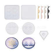 Boutigem DIY Eyelash Tray Silicone Molds, Resin Casting Molds and Iron Eyelash Curler, Clay Craft Mold Tools, Mixed Color, Eyelash Storage Box: 1set(DIY-BG0001-31)