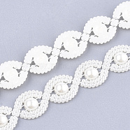 ABS Plastic Imitation Pearl Beaded Trim Garland Strand, Great for Door Curtain, Wedding Decoration DIY Material, Creamy White, 13x3mm, 10yards/roll(AJEW-S073-22)