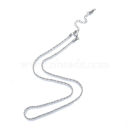 304 Stainless Steel Rope Chains Necklace for Men Women, Stainless Steel Color, 17.32 inch(44cm)(NJEW-N052-01P)