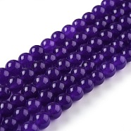 Natural White Jade Beads, Round, Dyed, Dark Violet, 8mm, Hole: 1mm, about 49pcs/strand, 15.16''(38.5cm)(G-G766-B-18)