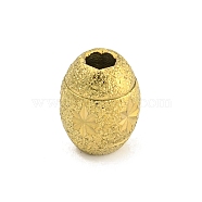 304 Stainless Steel Textured Beads, Oval, Golden, 10x8mm, Hole: 2.8mm(STAS-A091-05A-G)