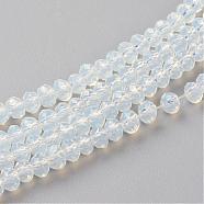 Imitation Jade Glass Beads Strands, Faceted, Rondelle, Azure, 3x2mm, Hole: 0.5mm, about 145~150pcs/strand, 34~35cm(GLAA-R135-2mm-40)