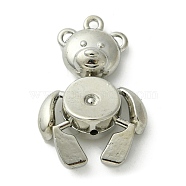 Tibetan Style Alloy Pendants, Bear, Stainless Steel Color, 44x28x10.5mm, Hole: 2.5mm(FIND-R146-01A)