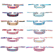 12Pcs 12 Colors Polyester Braided Cord Bracelets Set, Ethnic Adjustable Bracelets, Mixed Color, Inner Diameter: 2-3/8~3-1/2 inch(6~8.8cm), 1Pc/color(BJEW-AN0001-56)