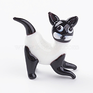 Home Decorations, Handmade Lampwork Display Decorations, Palm Civet, White, 26x9x23mm(LAMP-J084-65)