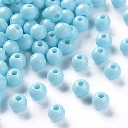Opaque Acrylic Beads, Round, Sky Blue, 6x5mm, Hole: 1.8mm, about 440pcs/50g(X-MACR-S370-C6mm-A07)