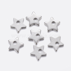 304 Stainless Steel Charms, Cut-Out, Star, Stainless Steel Color, 6x6x1mm, Hole: 1mm(X-STAS-F159-54P)