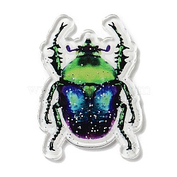 Acrylic Pendants, Beetle, Marine Blue, 46.5x31.5x2.5mm, Hole: 1mm(MACR-C031-02B-02)