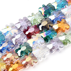 Electroplate Transparent Glass Beads Strands, AB Color Plated, Faceted, Bear, Mixed Color, 9.5x8.5x4mm, Hole: 1mm, about 80pcs/strand(EGLA-CJC0002-02)