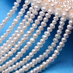 Potato Natural Cultured Freshwater Pearl Beads Strands, White, 3.5~4mm, Hole: 0.8mm, about 90~95pcs/strand, 13.78 inch(35cm)(PEAR-E007-3.5-4mm)