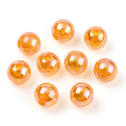 Transparent Acrylic Beads, AB Colors Plated, Round, Dark Orange, 6mm, Hole: 1.8mm, about 4800pcs/500g(MACR-T046-01C-17)