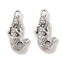 Tibetan Style Alloy Pendants, Mermaid, Cadmium Free & Lead Free, Antique Silver, 23x10.5x4mm, Hole: 2mm, about 490pcs/1000g(TIBE-Q050-02AS-LF)