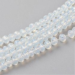 Imitation Jade Glass Beads Strands, Faceted, Rondelle, Azure, 3x2mm, Hole: 0.5mm, about 160~165pcs/strand, 15.35 inch~15.75 inch(39~40cm)(GLAA-R135-2mm-40)