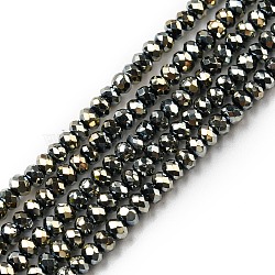 Electroplate Glass Beads Strands, Full Plated, Faceted, Rondelle, Silver Plated, 2~2.3x1.7~1.9mm, Hole: 0.3mm, about 208~214pcs/strand, 14.06~14.33''(35.7~36.4cm)(EGLA-F149-FP-12)