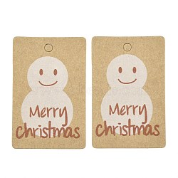 Rectangle Paper Gift Tags, Hange Tags, For Arts and Crafts, with Christmas Themed Pattern, Snowman Pattern, 5.5x3.6x0.04cm, Hole: 4mm, 100pcs/bag(CDIS-L005-A01)