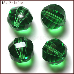 K9 Glass, Imitation Austrian Crystal Beads, Grade AAA, Faceted, Round, Green, 10mm, Hole: 0.9~1mm(SWAR-F079-10mm-15)