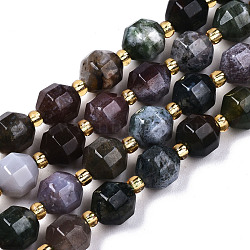 Natural Indian Agate Beads Strands, Faceted, Round, 8x7.5mm, Hole: 1.2mm, Beads: 3x2mm, about 38pcs/strand, 15.35 inch(39cm)(G-T131-77A)