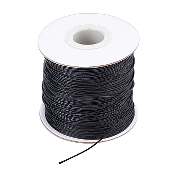 150M Imitation Leather Cord, Flat, Black, 0.6mm, about 164.04 Yards(150m)/Roll