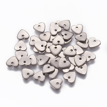 201 Stainless Steel Charms, Stamping Blank Tag, Heart, Stainless Steel Color, 7x7x1mm, Hole: 1.2mm