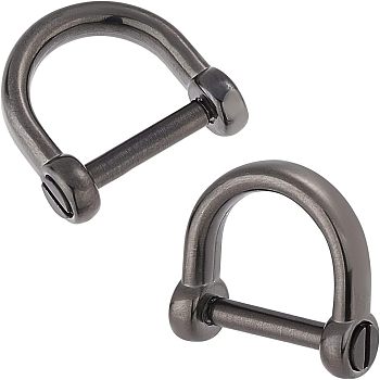 CHGCRAFT 2Pcs 304 Stainless Steel D-Ring Anchor Shackle Clasps, Electrophoresis Black, 17.5x18.5x6mm