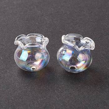 Glass Bead Cone for Wind Chimes Making, Campanula Medium L, Clear AB, 15x16mm, Hole: 2.7mm