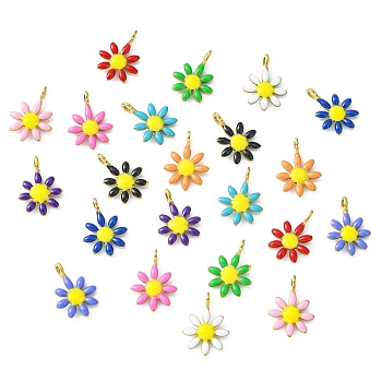 22Pcs 11 Colors 304 Stainless Steel Charms, with Enamel, Flower, Mixed Color, 10x7.5x2mm, Hole: 1mm, 2pcs/color