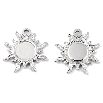 201 Stainless Steel Pendants, Sun Charm, Stainless Steel Color, 20.5x19x2mm, Hole: 2mm