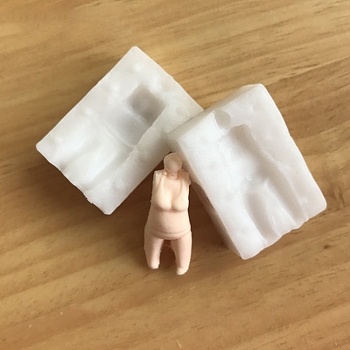DIY Silicone Craft Doll Body Mold, for Fondant, Polymer Clay Making, Epoxy Resin, Doll Making, Body, White, 36.5x26x12mm