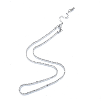 304 Stainless Steel Rope Chains Necklace for Men Women, Stainless Steel Color, 17.32 inch(44cm)