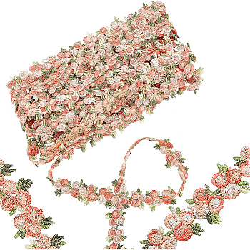 Flower Polyester Trim Ribbon, for Curtain Lace Trimmings, Light Coral, 3/4 inch(20mm)