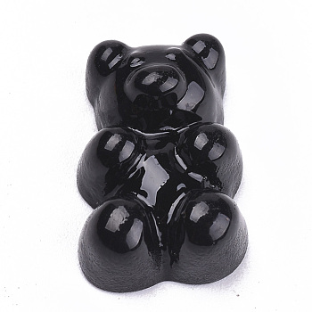 Resin Cabochons, Bear, Black, 17x12x7mm