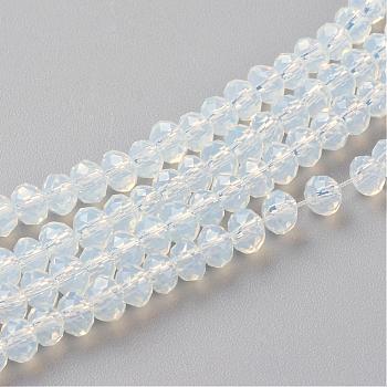 Imitation Jade Glass Beads Strands, Faceted, Rondelle, Azure, 3x2mm, Hole: 0.5mm, about 145~150pcs/strand, 34~35cm