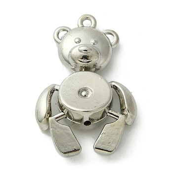 Tibetan Style Alloy Pendants, Bear, Stainless Steel Color, 44x28x10.5mm, Hole: 2.5mm