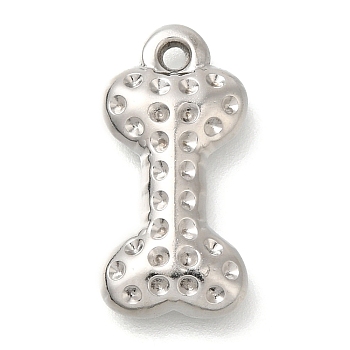 304 Stainless Steel Pendant Rhinestone Settings, Bone, Stainless Steel Color, Fit for 0.8mm Rhinestone, 19x9x2mm, Hole: 1.4mm