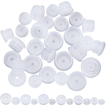 120 Sets 6 Styles Plastic Dustproof Bottle Stoppers, for Wine Bottle, White, 13~19.5x10~11mm, 20 sets/style