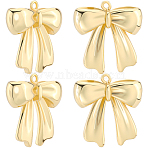 5Pcs Rack Plating Brass Pendants, Long-Lasting Plated, Bowknot, Real 18K Gold Plated, 20x18.5x5.5mm, Hole: 1.4mm(KK-BBC0015-10)