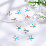 10Pcs Starfish Alloy Resin Pendants, Light Gold, 18.5x15.5x2.5mm, Hole: 2mm, 10pcs/set(ALRI-LP0001-01)